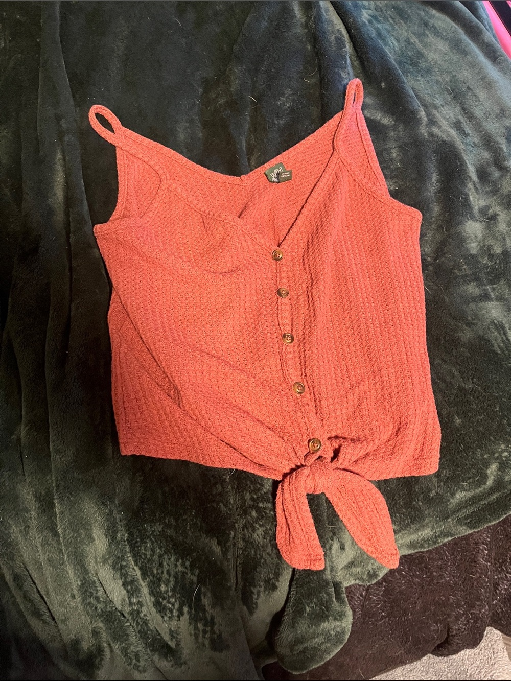 wild fable Rust Pink Waffle Knit Tie-Front Cami